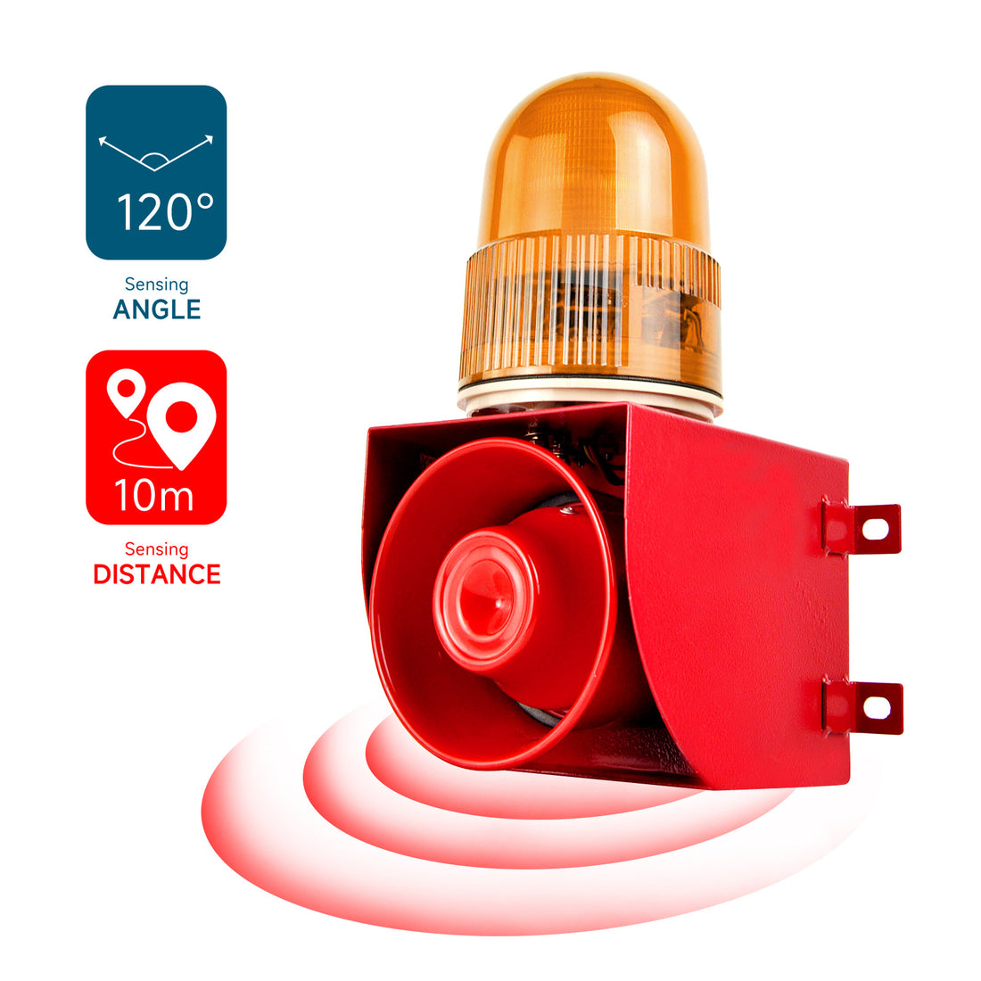 YASONG SLA-01W 120dB Motion Sensor Alarm Siren, 25W, 9 Tones, IP65, 1–10m Detection, LED Strobe