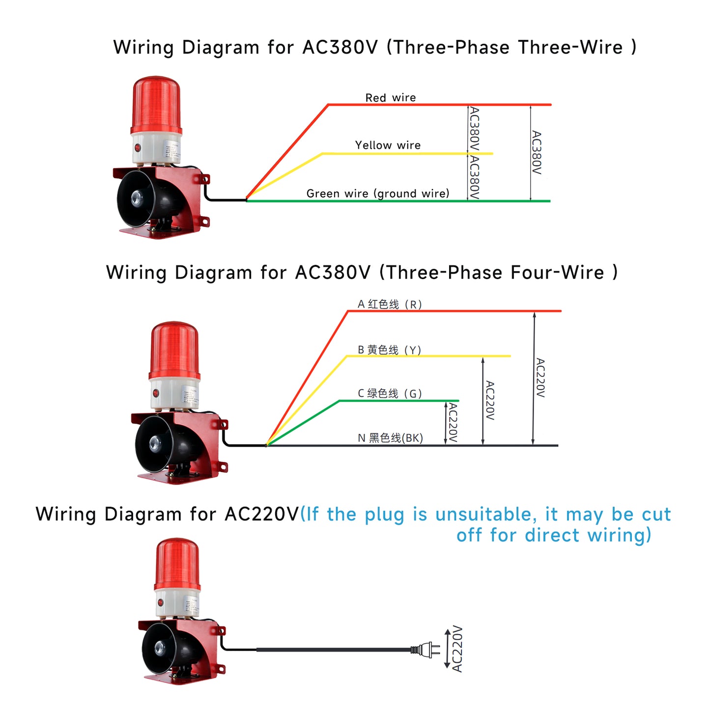 Power Failure Alarm Siren Waterproof 110dB Loud Horn Led Strobe light Power Outage Siren for Farm, Fish Pond, Bank and Security SLA-003