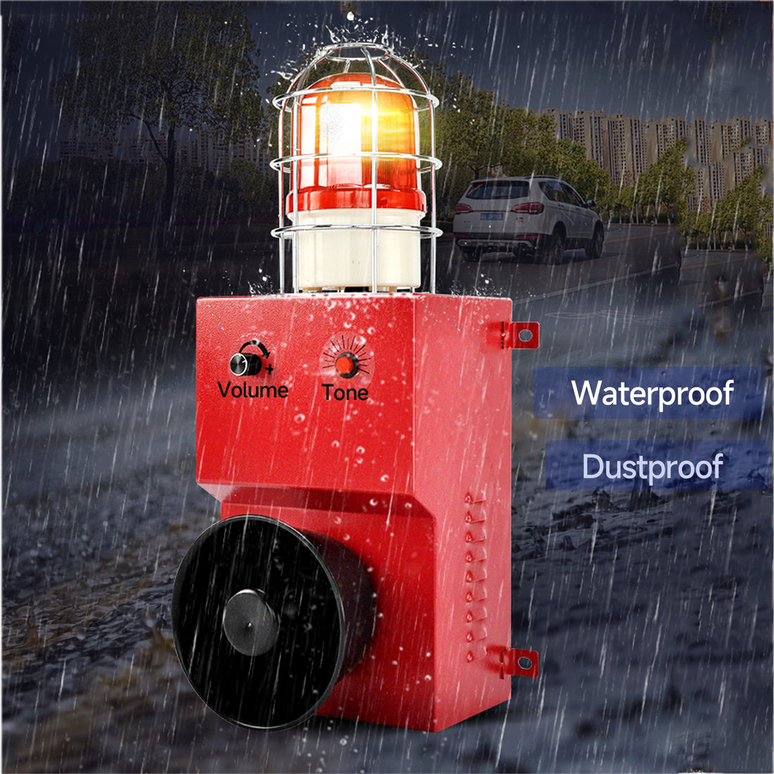 YASONG Sirena de Alarma Anticolisión Exterior 80W 130dB con Luz Estroboscópica para Puerto, Muelle, Fábrica, Alarma de Emergencia, Alcance de 150 Metros SLA-09