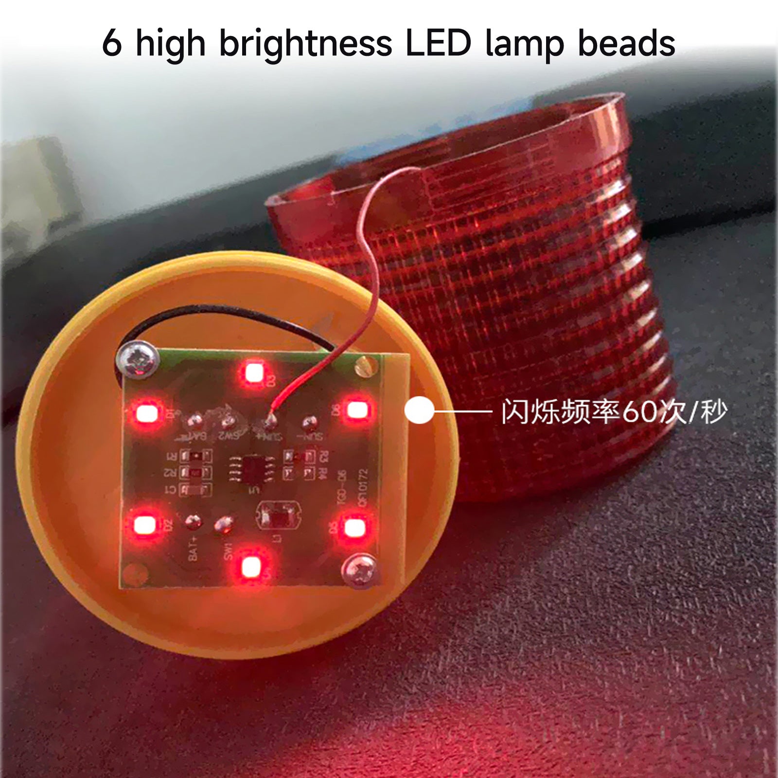 YASONG SL-5080 Solar Industrial LED Warning Light, IP44 Strobe Beacon, 6 LEDs, 72H Work Time