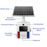 YASONG SLA-TYN01 120dB Solar Motion Sensor Industrial Alarm Siren, Red Blue Strobe, IP65, 17 Tones