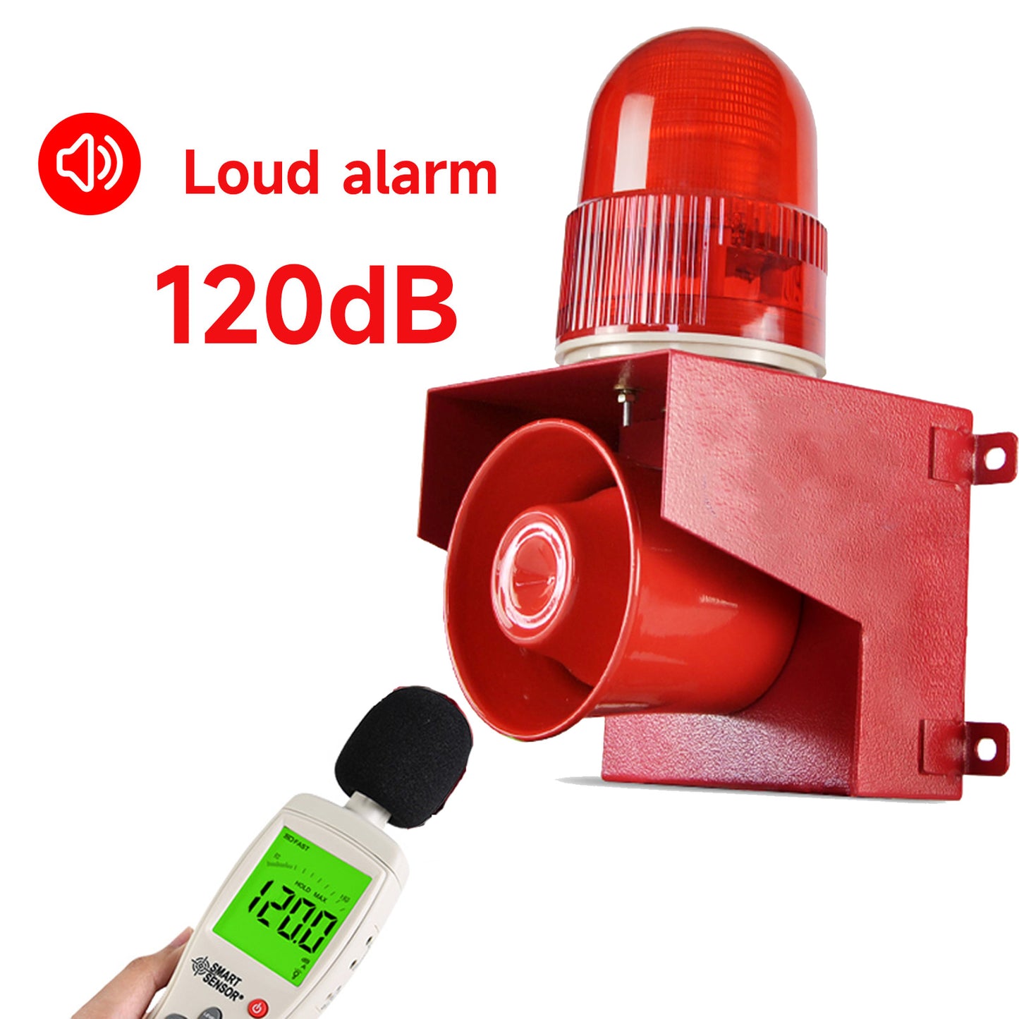 YASONG Siren Alarm with Led Strobe Light 120dB Loud Horn 25W Alarm Systerm for Factories, Docks, Transportation and Ports SLB-01