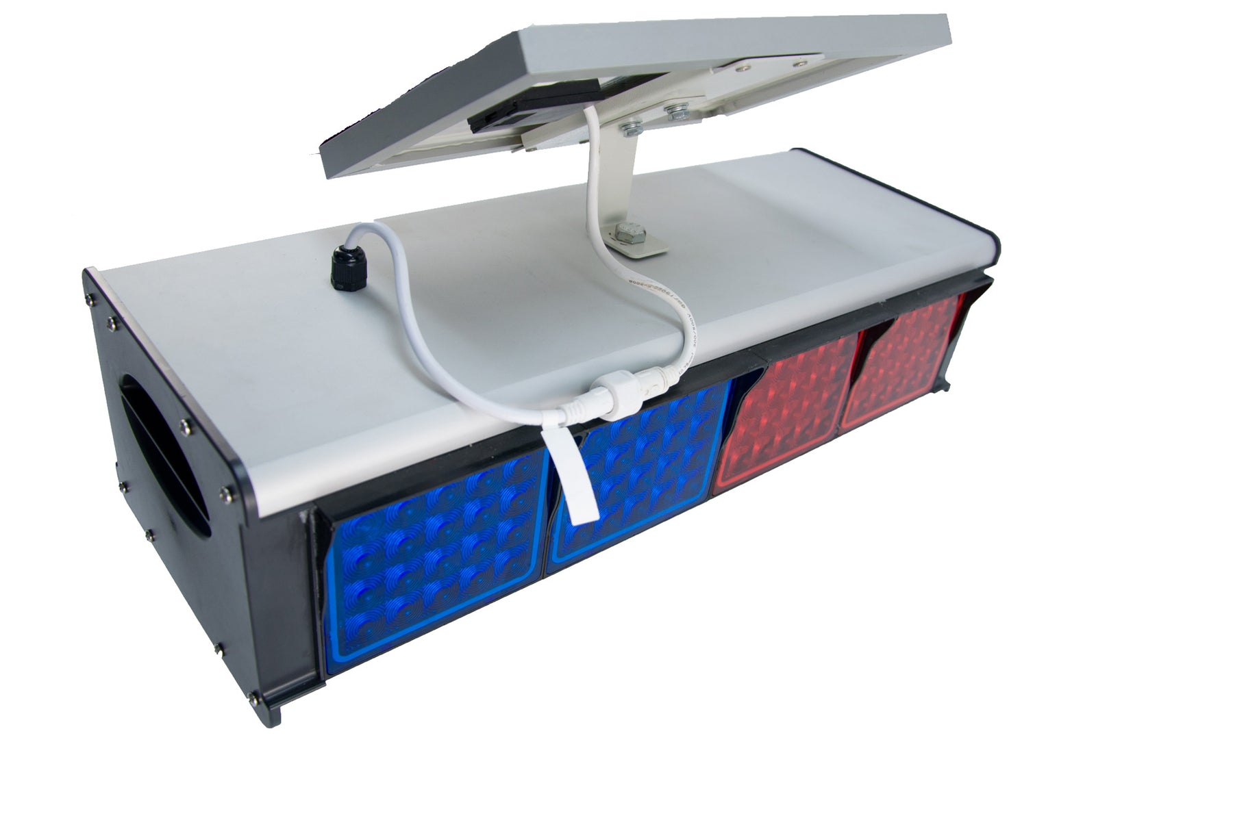 Luz estroboscópica solar con sensor de movimiento YASONG, luz de advertencia, impermeable IP65, luces LED intermitentes rojas y azules de doble cara de 120 dB para tráfico, granja, patio