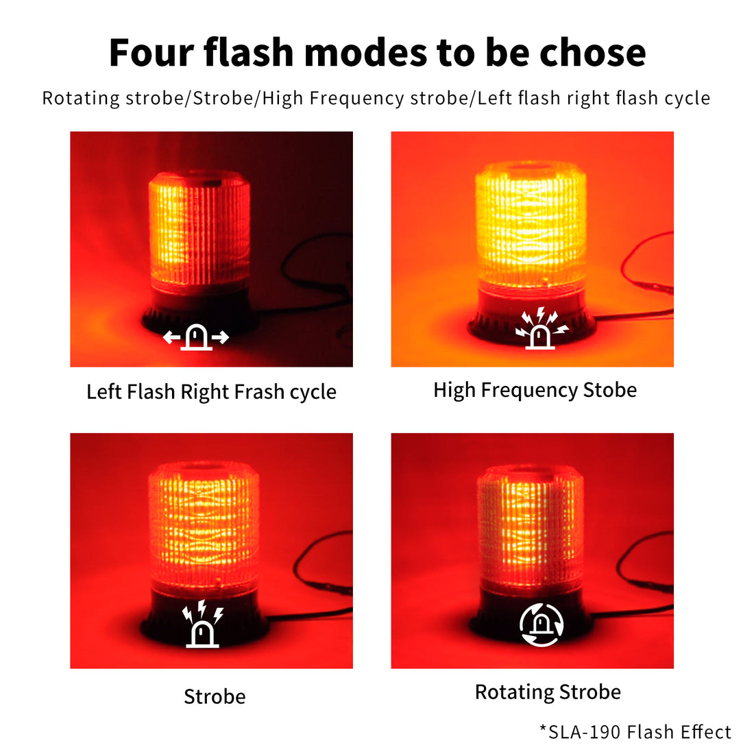 YASONG SLA-190 120dB LED Beacon Siren Light, 9 Tones, 4 Flash Modes, AC100-240V, Remote Control
