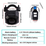 Alarme de vélo rechargeable USB YASONG, antivol sans fil pour moto et vélo avec télécommande et système d'alarme à détection de mouvement et de vibrations (1 pièce)