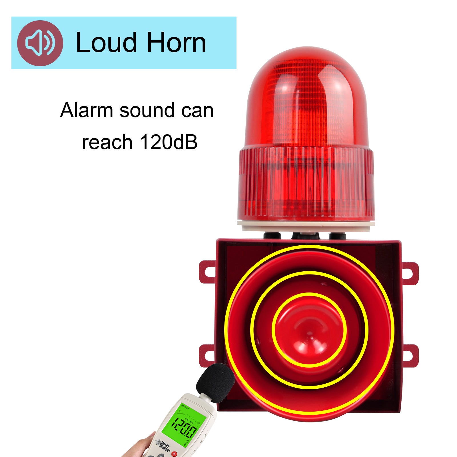 YASONG SLA-01Z 120dB Button Control Alarm Siren, 25W, IP65, LED Strobe, One-Button Linkage