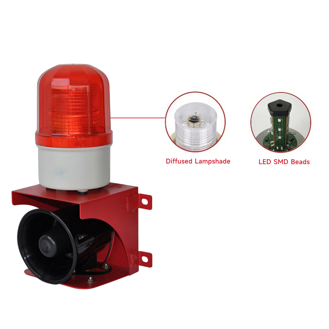 YASONG IP65 Impermeable Exterior 110dB Sirena de Alarma de Seguridad de Emergencia con Luz Estroboscópica para Fábrica, Oficina, Muelle, Incendios, Tornado SLA-BJ02