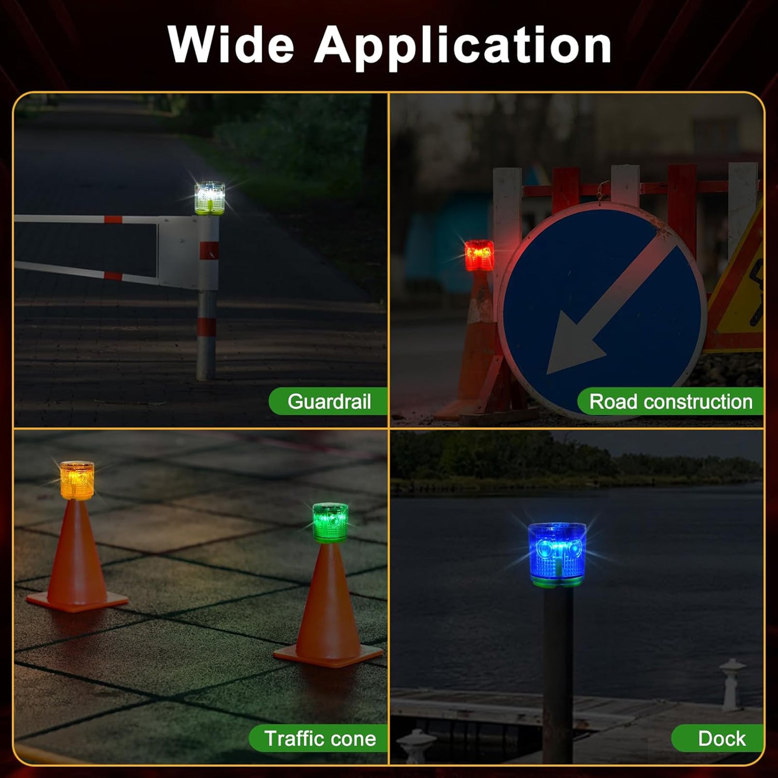 YASONG Solar 360° LED Industrial Strobe Warning Light, IP54 Outdoor Beacon, 6 LEDs, Auto Night Flashing