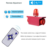 Sirène d'alarme industrielle à double avertisseur sonore étanche 130 dB Sirène d'urgence puissante avec gyrophare, port USB pour usine, entrepôt, maison, entreprise SLA-JB210