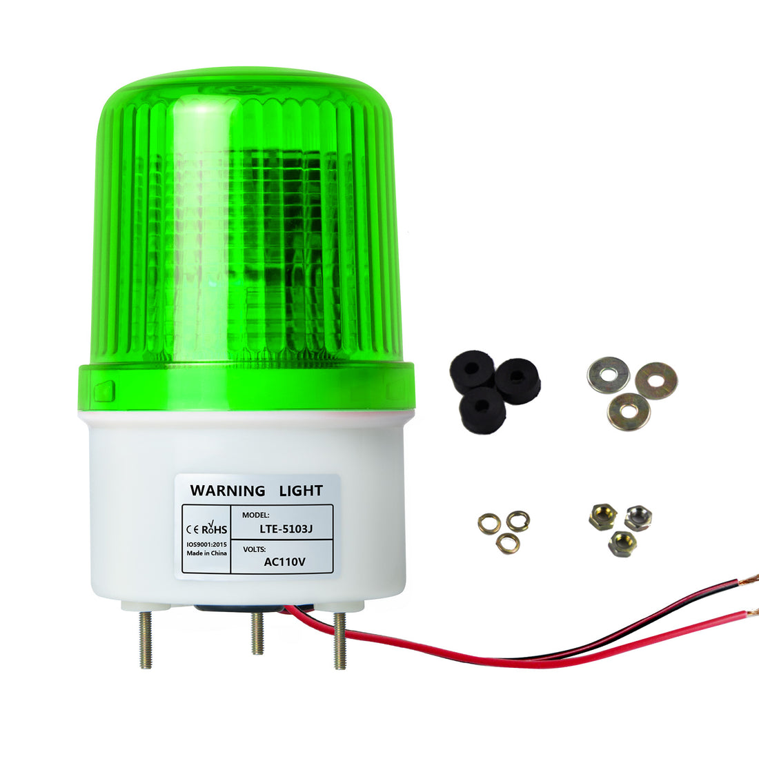 YASONG LTE-5103J LED Strobe Beacon Warning Light, 90dB Buzzer, 3W, IP44, Screw Mount, DC/AC Options