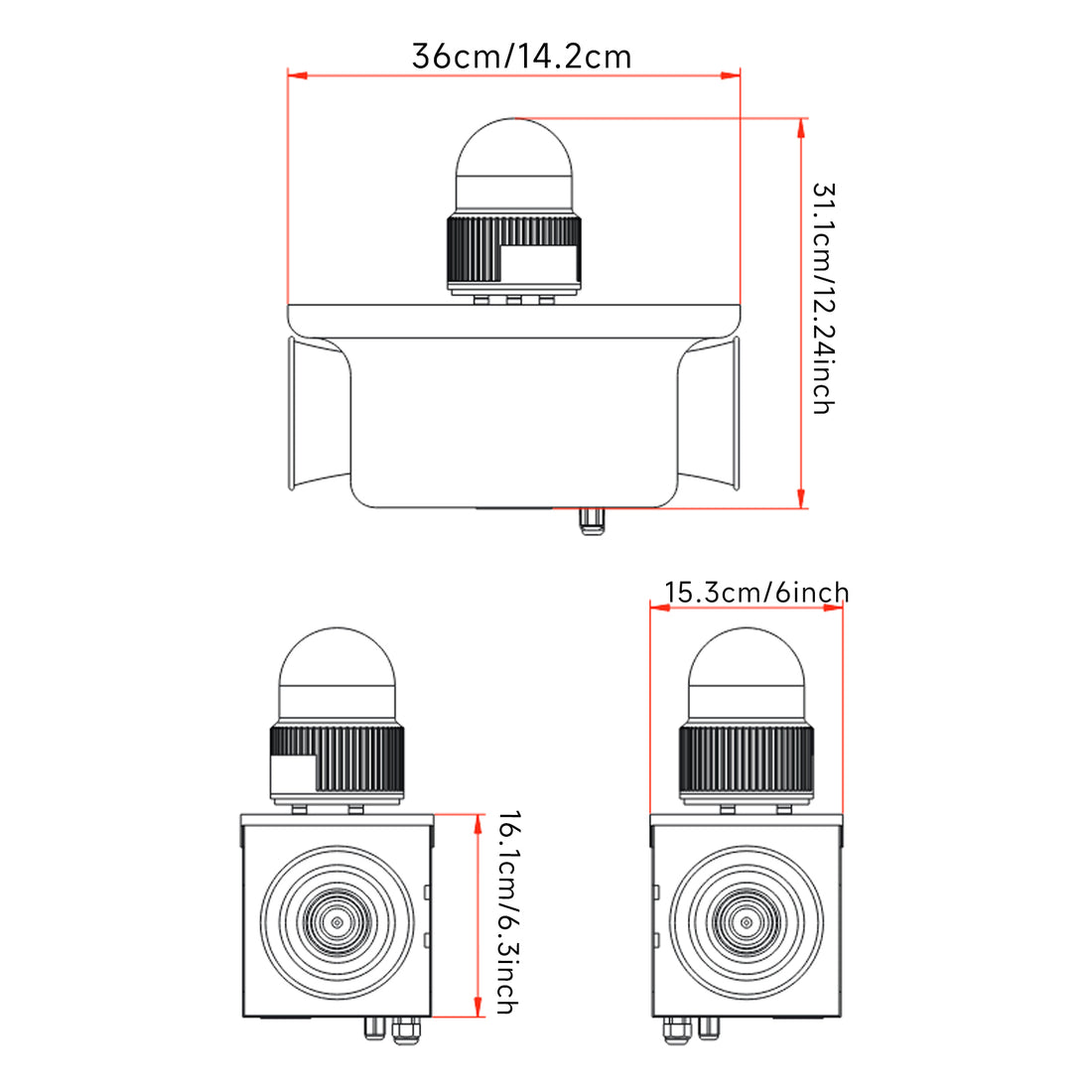 Sirène d'alarme industrielle à double avertisseur sonore étanche 130 dB Sirène d'urgence puissante avec gyrophare, port USB pour usine, entrepôt, maison, entreprise SLA-JB210