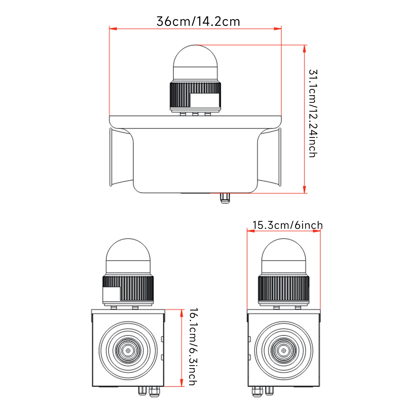 Sirène d'alarme industrielle à double avertisseur sonore étanche 130 dB Sirène d'urgence puissante avec gyrophare, port USB pour usine, entrepôt, maison, entreprise SLA-JB210