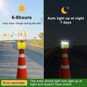 YASONG Solar 360° LED Industrial Strobe Warning Light, IP54 Outdoor Beacon, 6 LEDs, Auto Night Flashing