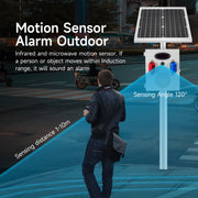 YASONG SLA-TYN02 120dB Solar Motion Sensor Industrial Alarm Siren, Red Blue Strobe, IP65, USB Sound Upload