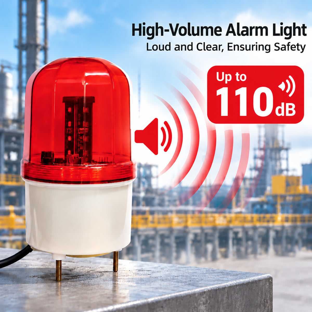 YASONG SLA-4203-K Industrial Alarm Light, 110dB Audible & Visual Strobe, Switch Input (Active/Passive), USB Voice, IP65