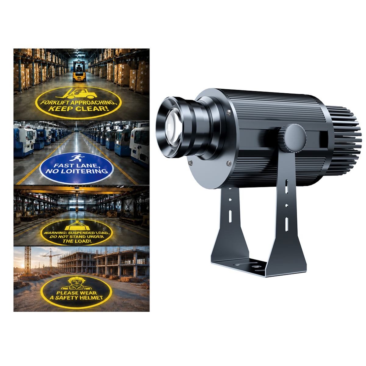 YASONG SLA‑TY55‑1M Industrial Safety Projector Light | 55W Forklift Warning Projection Lamp IP67 Waterproof for Factory Warehouse