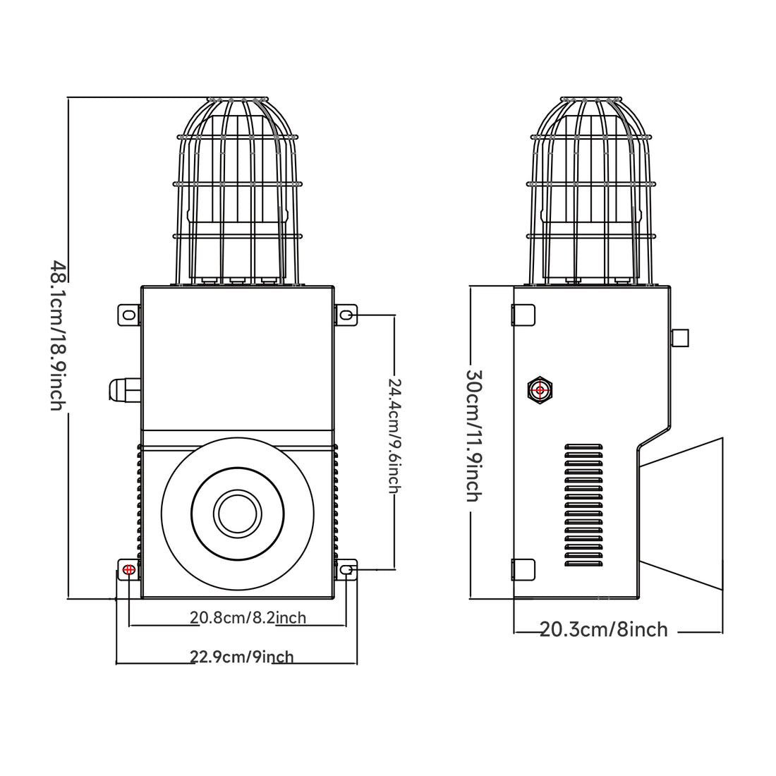 YASONG SLA-900M 130dB 150W Industrial Alarm Siren, 12 Tones, IP65, LED Strobe, 300m Range