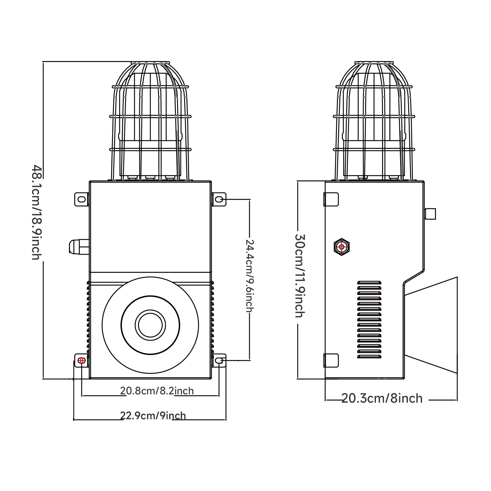 YASONG SLA-900M 130dB 150W Industrial Alarm Siren, 12 Tones, IP65, LED Strobe, 300m Range