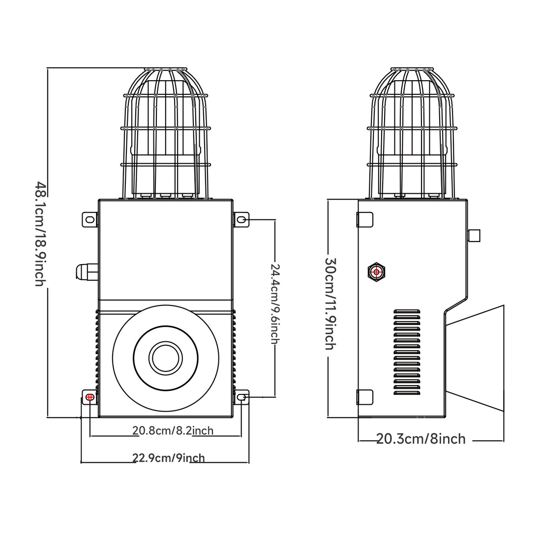 YASONG SLA-900MX 130dB RS-485 Modbus Alarm Siren, 150W, 12 Tones, IP65, USB Upload, LED Strobe