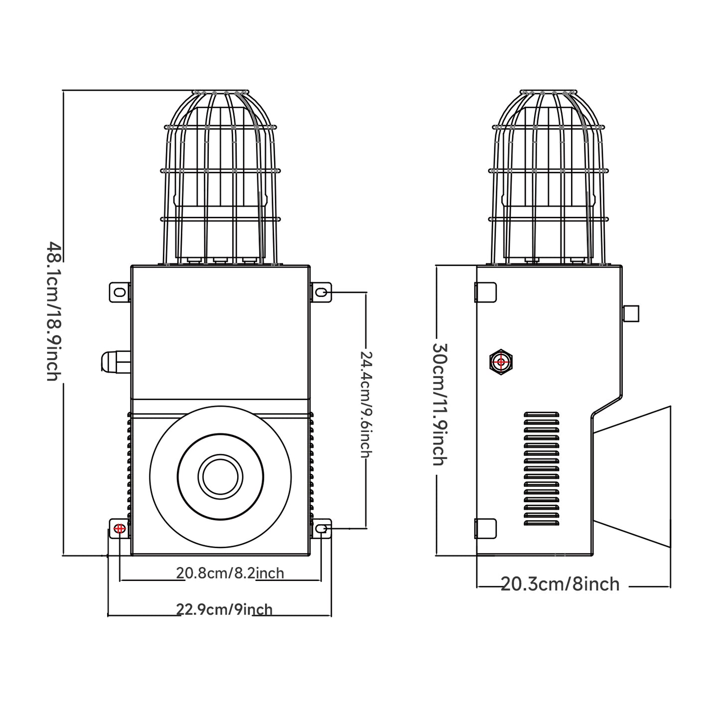 150W Loud Horn Alarm Siren with RS-485 Network Communication Protocol, 130dB Alarm Sound, Adjust Sound and Tone, Led Strobe Light SLA-900MX