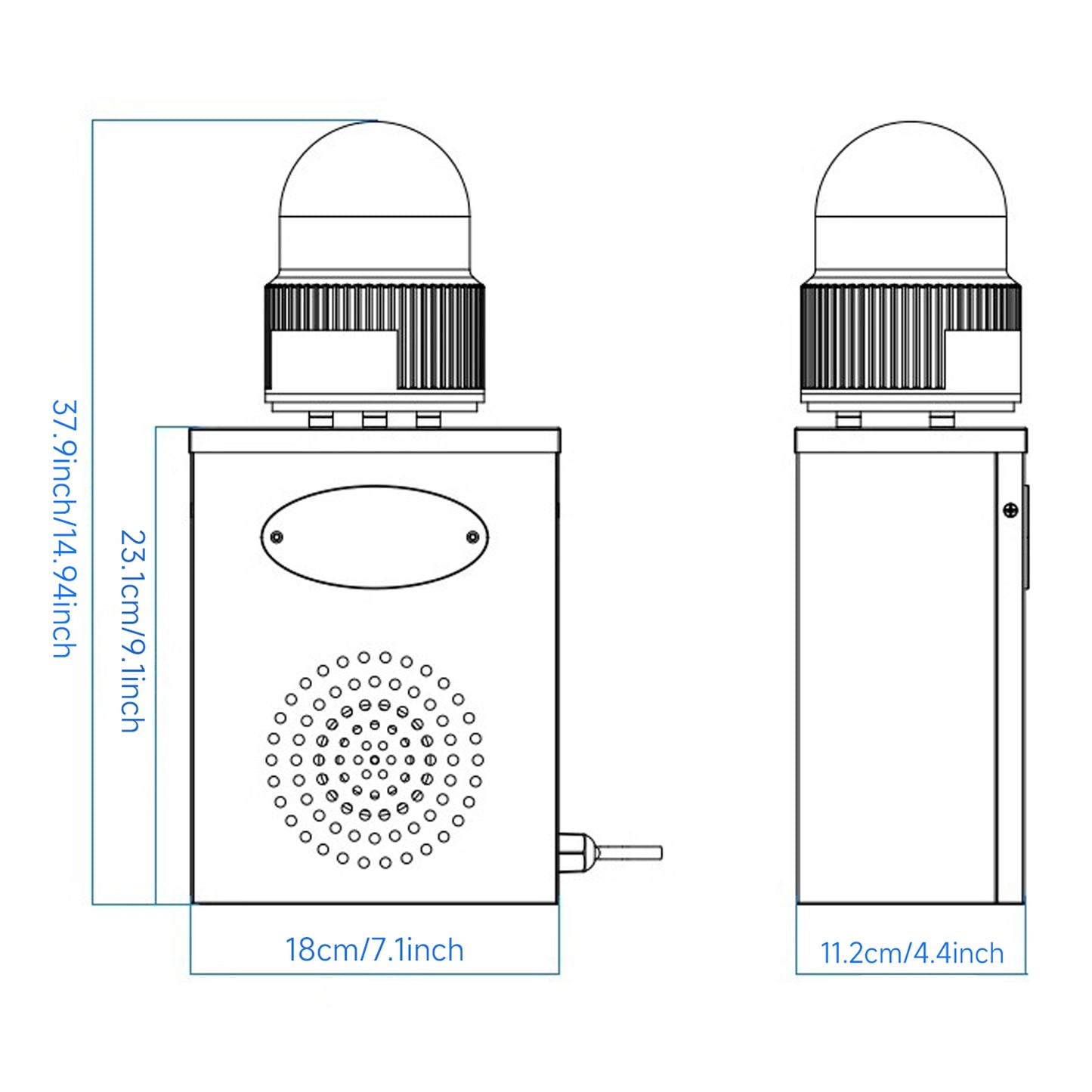 Rechargeable Alarm Siren with 5000mAh 120dB Loud Horn  LED Strobe light Waterproof Outdoor Emergency Securty Siren SLA-B02B