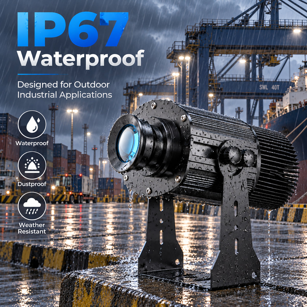 YASONG SLA‑TY55‑1M Industrial Safety Projector Light | 55W Forklift Warning Projection Lamp IP67 Waterproof for Factory Warehouse