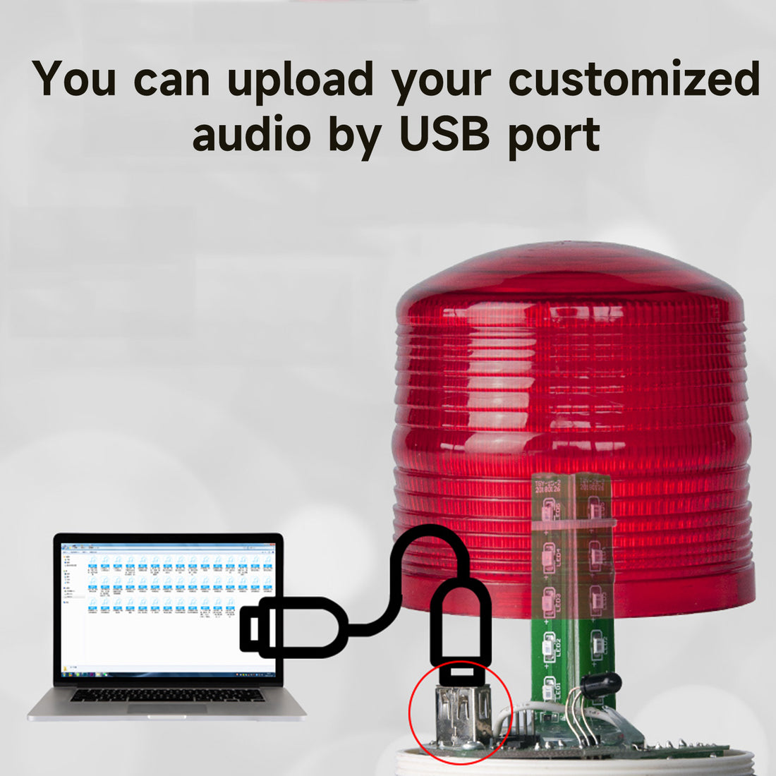 YASONG SLA-800B 120dB Portable Rechargeable Alarm Siren, 12 Tones, IP65, 2600mAh Battery, LED Strobe