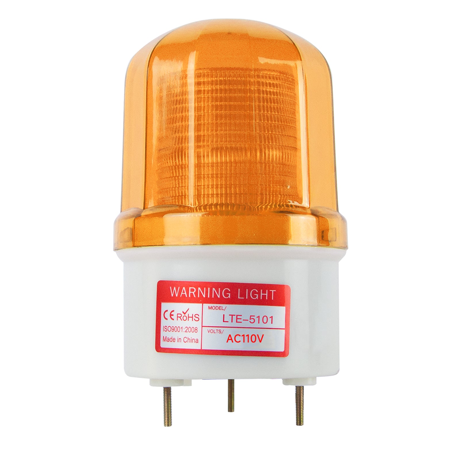 YASONG LTE-5101J LED Beacon Warning Light, 90dB Buzzer, IP44, Bolt Base, Red/Yellow/Blue, Wired Use