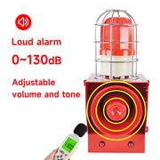 YASONG SLA-05C 130dB High Power Industrial Alarm Siren, Metal Guard, 45W, 12 Tones, IP65, LED Strobe