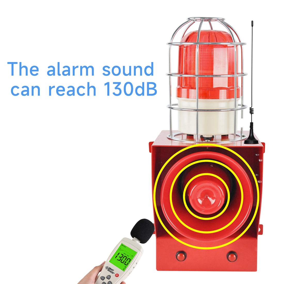 YASONG 1.2millas/2000m Sirena de alarma con control remoto 45 vatios 130dB Sonido 12 Tonos Sirena de emergencia ajustable Rango de 100-150 metros AC220SV SLA-05CY-2000