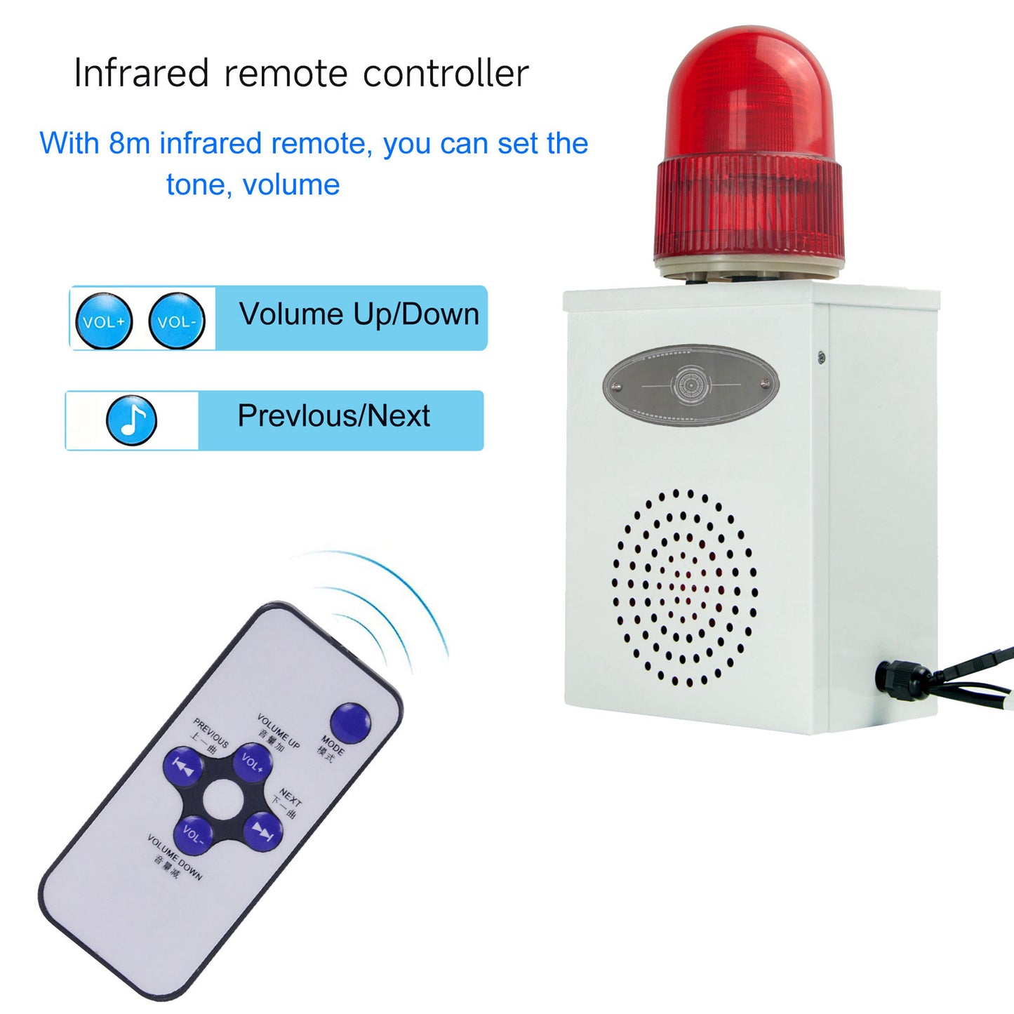 RS-485 Network Communication Alarm Siren Waterproof Adjust 0-120dB Alarm Systerm with LED Strobe Light for Industry Warehouse Factory SLA-B02X