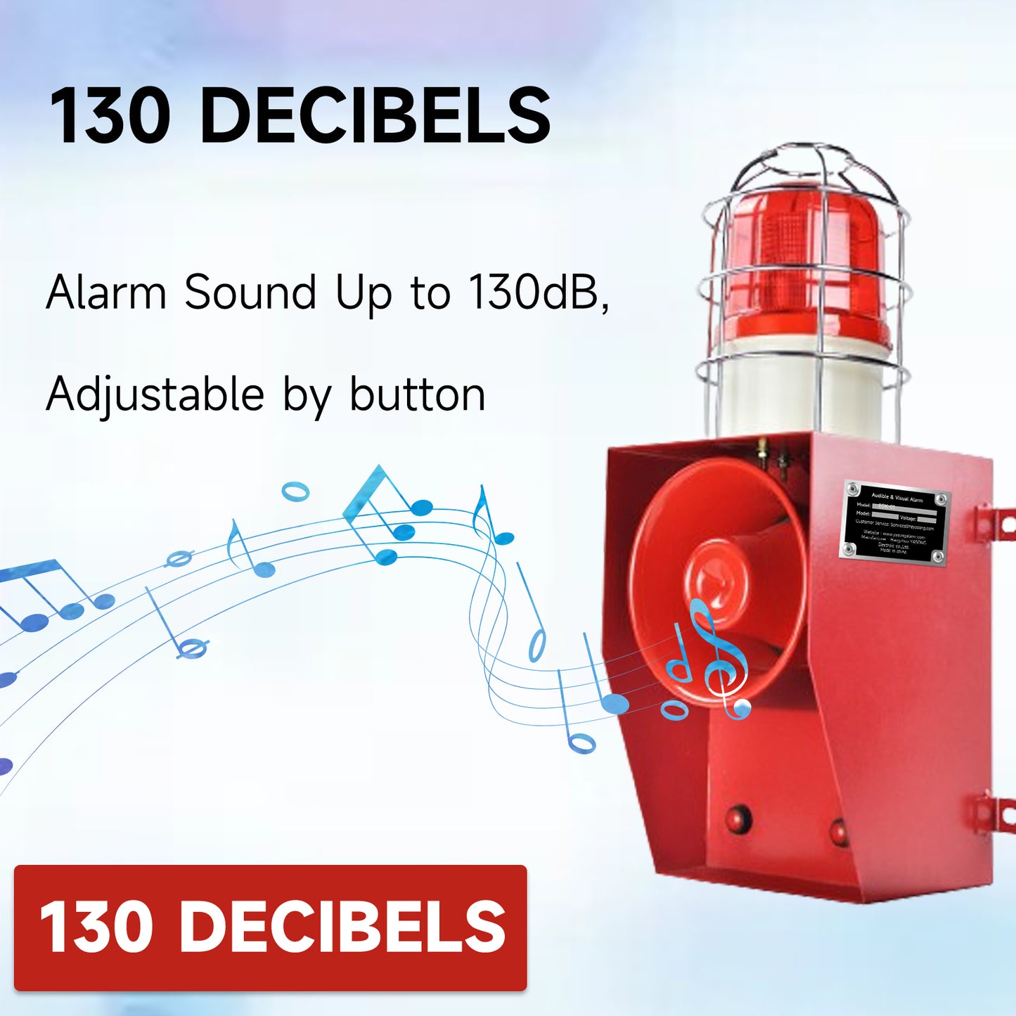 Anti-Collision One Button Alarm Siren Adjustable 130dB 12 Tones 45Watt Security Siren Alarm Range of 150-200 Meters for Port, Dock, Reservoir Shipyard and Home SLA-06CZ