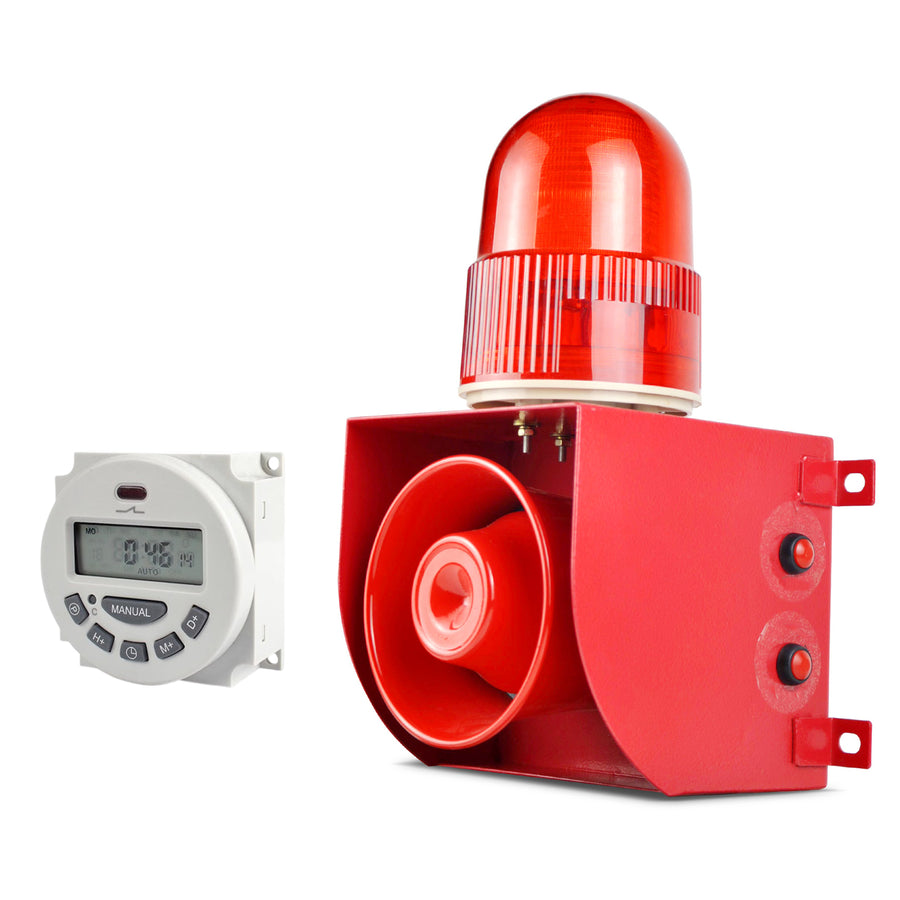 YASONG SLA-01H1 120dB Timer Alarm Siren, 25W, 12 Tones, IP65, USB Upload, LED Strobe, Wall Mount
