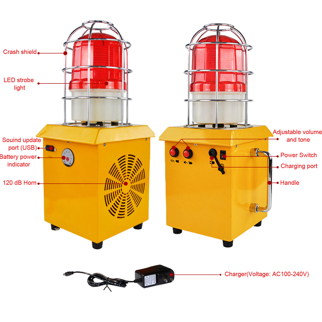 YASONG SLA-1509 Portable Rechargeable Outdoor Alarm Siren 120dB