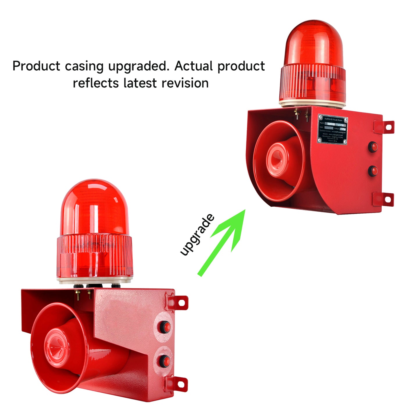 YASONG  Alarm Siren Adjustable Tone Volume 120dB Loud Horn 25W Outdoor Security Siren with LED Strobe Light for Port, Dock and Reservoir SLA -01T