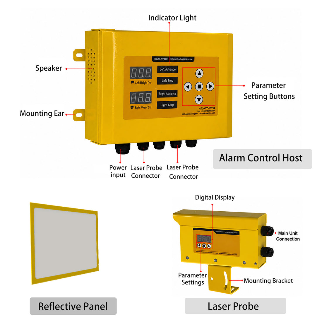 YASONG SLA-FZ7000 100m Crane Laser Anti-Collision System, 80dB Alarm, Dual-Side Monitoring, RS485 Optional