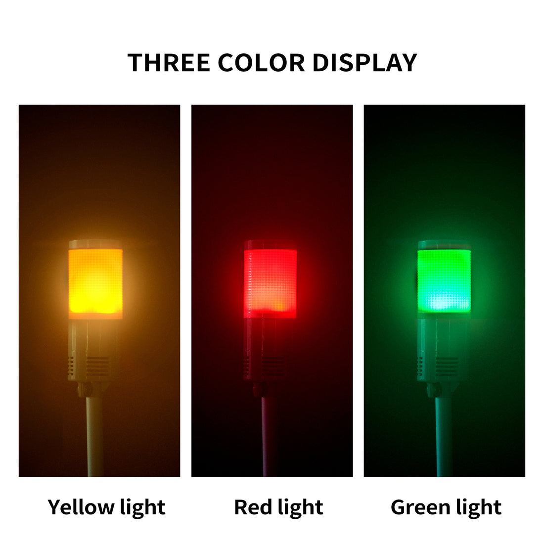 YASONG Feu clignotant de signalisation et d'avertissement, tour compacte lumineuse rouge jaune vert 3 couleurs avec avertisseur sonore 90 dB, support 5,3 pouces LTA-051J