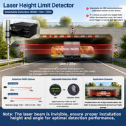 Sistem Deteksi Ketinggian Kendaraan Laser YASONG SLA-PT8020, Jangkauan 10m/20m, Kalibrasi Otomatis, Alarm 120dB, IPX5/IP65