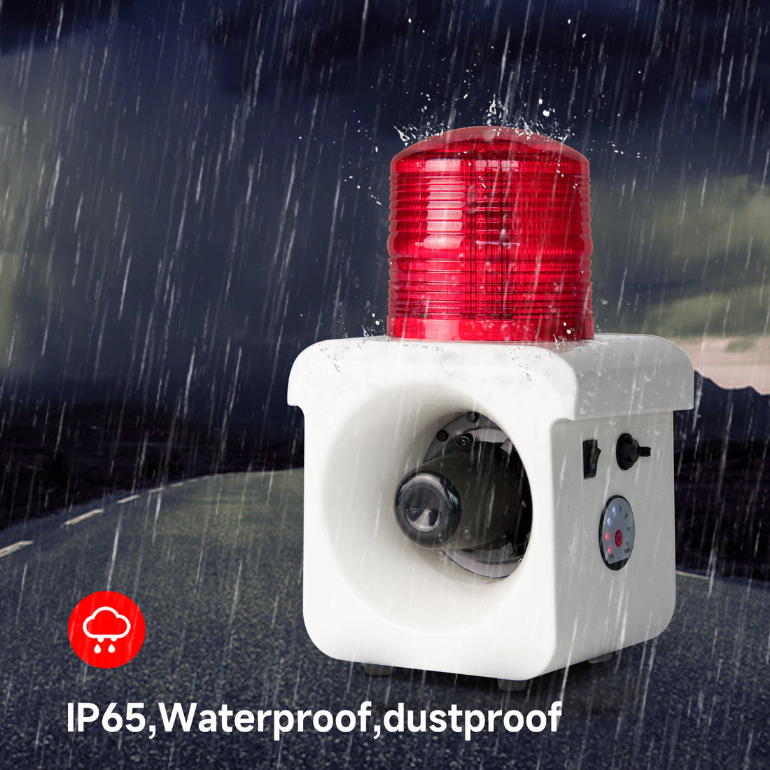 YASONG SLA-800B 120dB Portable Rechargeable Alarm Siren, 12 Tones, IP65, 2600mAh Battery, LED Strobe