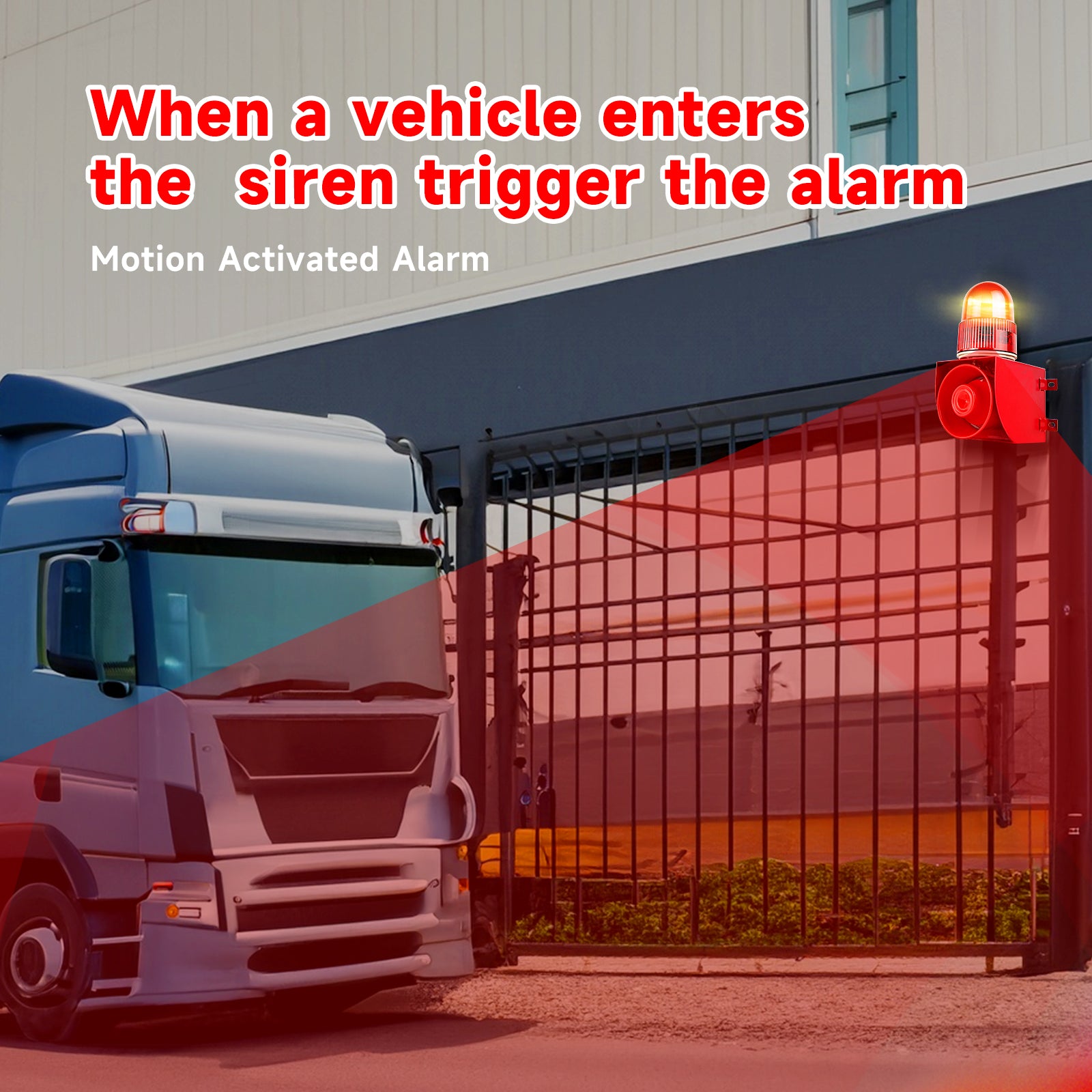 YASONG SLA-01W 120dB Motion Sensor Alarm Siren, 25W, 9 Tones, IP65, 1–10m Detection, LED Strobe
