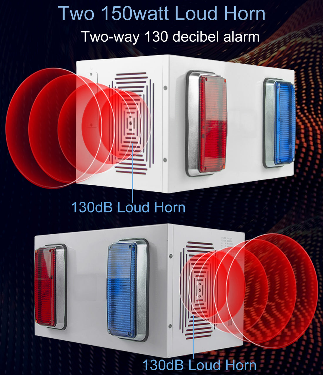 YASONG SLA-O71S 130dB 350W Dual Horn Alarm Siren, 300m Range, Adjustable Tones, IP65, USB Upload, LED Strobe