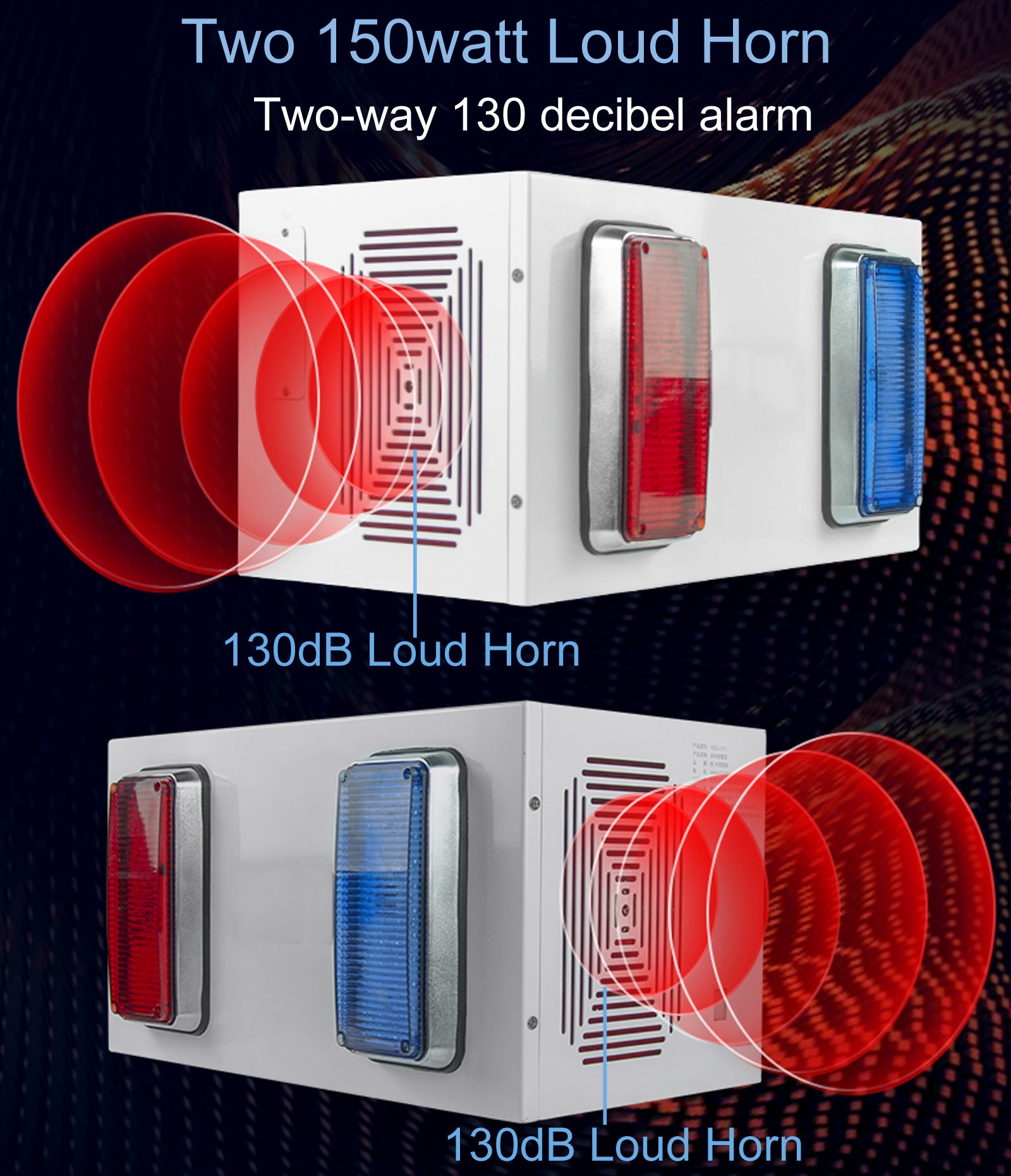 YASONG SLA-O71S 130dB 350W Dual Horn Alarm Siren, 300m Range, Adjustable Tones, IP65, USB Upload, LED Strobe