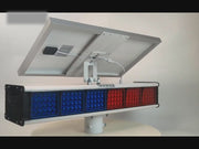 YASONG SLA-X06W 30W Solar Motion Detection Industrial Warning Light, Double-Sided Red Blue Strobe, IP65 Waterproof, 10AH Lithium Battery