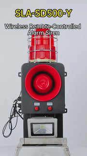 Sirène d'alarme de sécurité extérieure sans fil avec avertisseur sonore 130 dB, projecteur, télécommande 2000 m, sirène d'urgence pour tornade, incendie, tremblement de terre SLA-SD500-Y