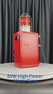 YASONG Sirena de Alarma Anticolisión Exterior 80W 130dB con Luz Estroboscópica para Puerto, Muelle, Fábrica, Alarma de Emergencia, Alcance de 150 Metros SLA-09