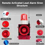 YASONG SLA-05BY-P 130dB Wireless Outdoor Alarm Siren, 1.24 Mile Remote, 5Ah Backup Battery, USB Custom Voice, IP65