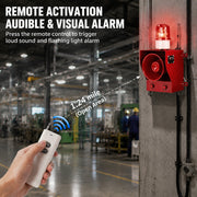 YASONG SLA-05BY-P 130dB Wireless Outdoor Alarm Siren, 1.24 Mile Remote, 5Ah Backup Battery, USB Custom Voice, IP65
