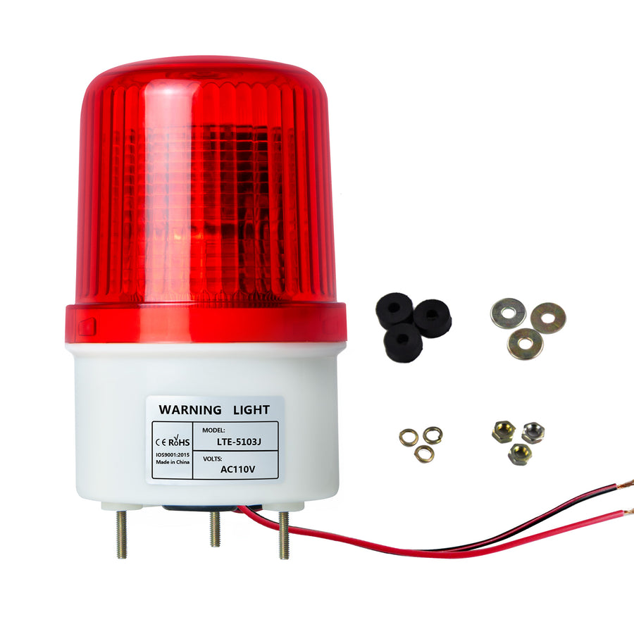 YASONG LTE-5103J LED Strobe Beacon Warning Light, 90dB Buzzer, 3W, IP44, Screw Mount, DC/AC Options