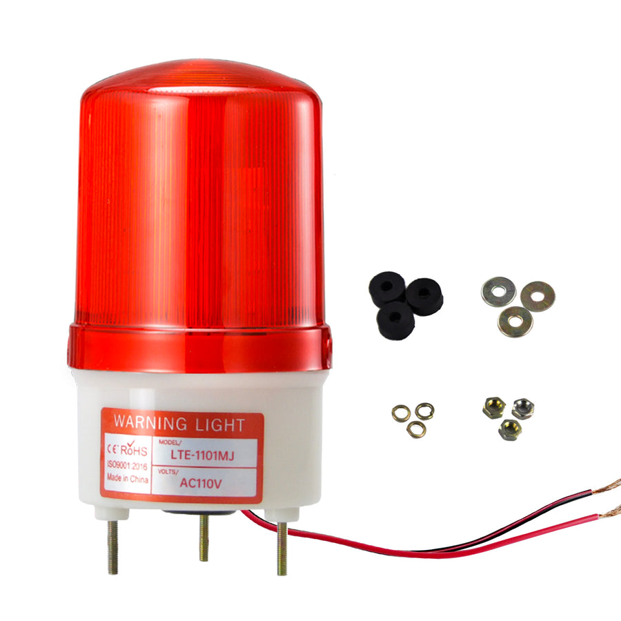 YASONG LTE-1101MJ Revolving LED Beacon Warning Light, 90dB Buzzer, IP44, 3W, Screw Mount