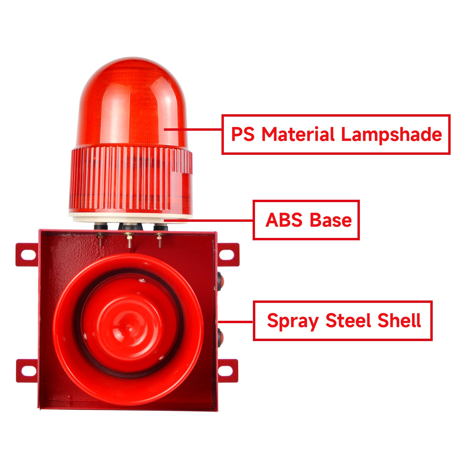 YASONG SLA-01H 120dB Adjustable Industrial Alarm Siren, 25W, 9 Tones, USB Upload, IP65, LED Strobe